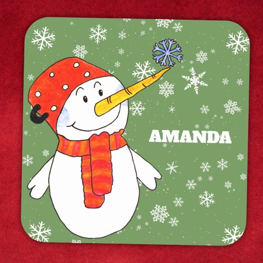 Cute Snowman  Kerstmis Vierkante Sticker