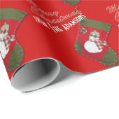 Cute Snowman Kerstmis Voorzien Rood Gepersonalisee Cadeaupapier (Rol Hoek)