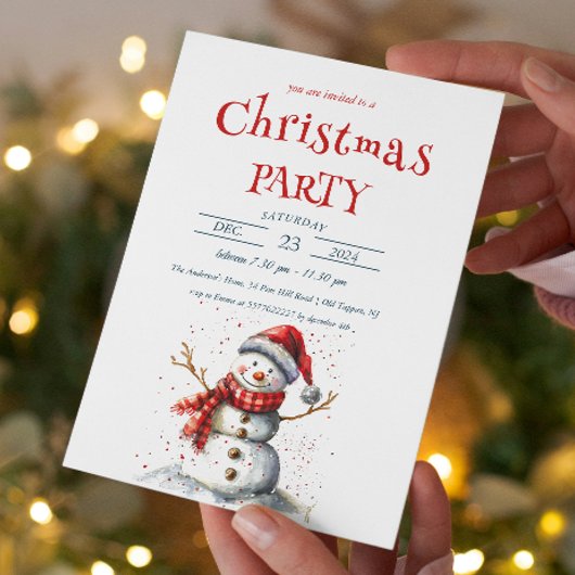 Cute Snowman Kerstparty Kaart