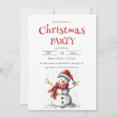 Cute Snowman Kerstparty Kaart (Voorkant)