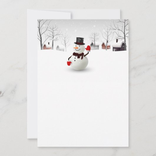 Cute Snowman Kerstparty Uitnodiging (Achterkant)