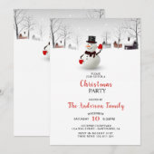 Cute Snowman Kerstparty Uitnodiging (Voorkant / Achterkant)