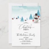 Cute Snowman Kerstparty Uitnodiging (Voorkant)