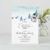 Cute Snowman Kerstparty Uitnodiging (Staand voorkant)