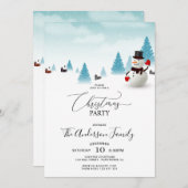 Cute Snowman Kerstparty Uitnodiging (Voorkant / Achterkant)