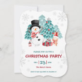 Cute Snowman Kerstparty Uitnodiging (Voorkant)