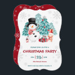 Cute Snowman Kerstparty Uitnodiging<br><div class="desc">Kute Kerstfeest Uitnodiging volledig bewerkbare sjabloon met schattige snowman,  bunny en kerstboom in het sneeuwbos. U kunt het gemakkelijk personaliseren.</div>