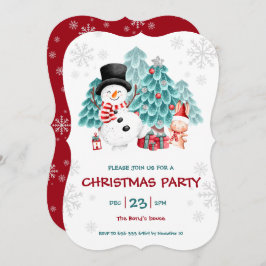 Cute Snowman Kerstparty Uitnodiging