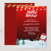 Cute Snowman Kerstparty Uitnodiging (Voorkant / Achterkant)