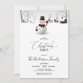 Cute Snowman Kerstparty Uitnodiging (Voorkant)