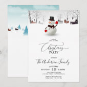 Cute Snowman Kerstparty Uitnodiging (Voorkant / Achterkant)