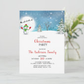 Cute Snowman Kerstparty Uitnodiging (Staand voorkant)
