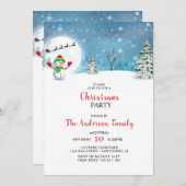 Cute Snowman Kerstparty Uitnodiging (Voorkant / Achterkant)
