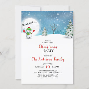 Cute Snowman Kerstparty Uitnodiging