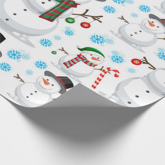 Cute Snowman-kerstpatroon Cadeaupapier (Hoek)