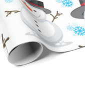 Cute Snowman-kerstpatroon Cadeaupapier (Rol Hoek)