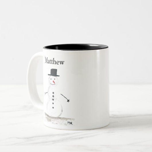 Cute snowman Kinder Children Winter Snowmen Tweekleurige Koffiemok (Voorkant links)