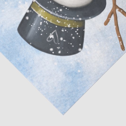 Cute Snowman Kinder Waterverf Winterkerst Tissuepapier (Detail)