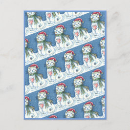 CUTE SNOWMAN KITTEN, SNOWFLAKCAT EN MUIS FEESTDAGENKAART