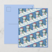 CUTE SNOWMAN KITTEN, SNOWFLAKCAT EN MUIS FEESTDAGENKAART (Voorkant / Achterkant)