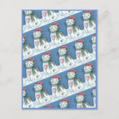 CUTE SNOWMAN KITTEN, SNOWFLAKCAT EN MUIS FEESTDAGENKAART (Voorkant)