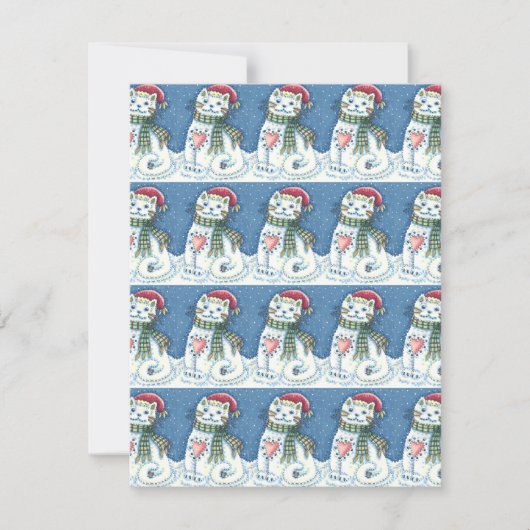 CUTE SNOWMAN KITTEN, SNOWFLAKCAT EN MUIS FEESTDAGENKAART (Voorkant)