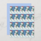 CUTE SNOWMAN KITTEN, SNOWFLAKCAT EN MUIS FEESTDAGENKAART (Voorkant / Achterkant)