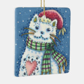 CUTE SNOWMAN KITTEN, SNOWFLAKCAT EN MUIS KERAMISCH ORNAMENT (Rechts)