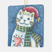 CUTE SNOWMAN KITTEN, SNOWFLAKCAT EN MUIS KERAMISCH ORNAMENT (Links)
