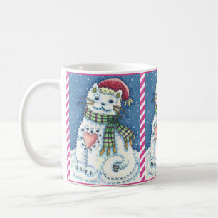 CUTE SNOWMAN KITTEN, SNOWFLAKCAT EN MUIS KOFFIEMOK