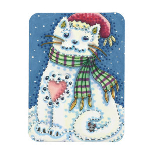 CUTE SNOWMAN KITTEN, SNOWFLAKCAT EN MUIS MAGNEET