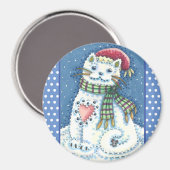 CUTE SNOWMAN KITTEN, SNOWFLAKCAT EN MUIS MAGNEET (Voorkant / Achterkant)
