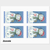 CUTE SNOWMAN KITTEN, SNOWFLAKCAT EN MUIS RECHTHOEKIGE STICKER (Vel)