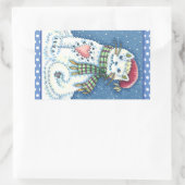 CUTE SNOWMAN KITTEN, SNOWFLAKCAT EN MUIS RECHTHOEKIGE STICKER (Tas)