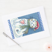 CUTE SNOWMAN KITTEN, SNOWFLAKCAT EN MUIS RECHTHOEKIGE STICKER (Envelop)
