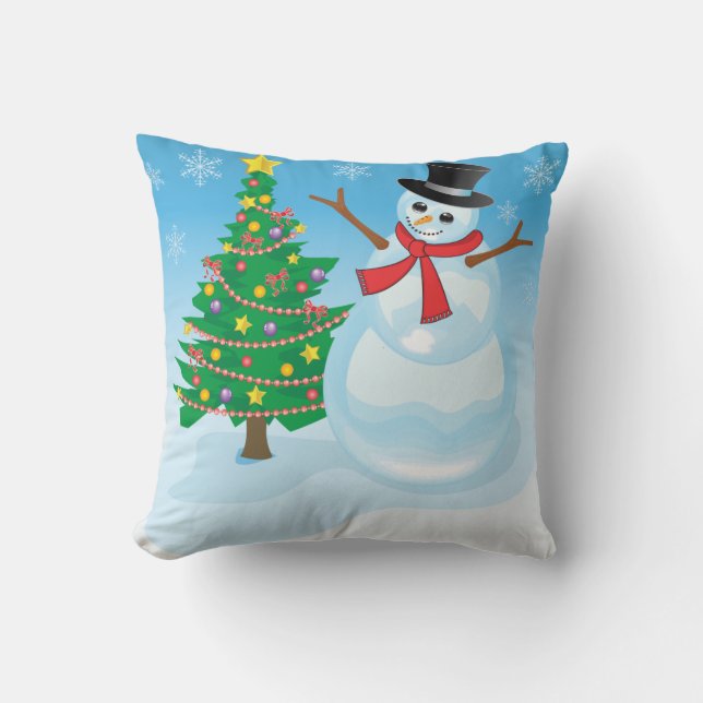 Cute Snowman Kussen (Voorkant)