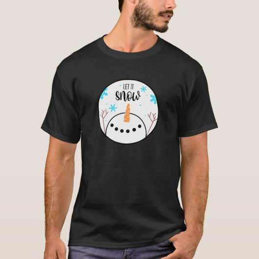 Cute Snowman laat het beeld sneeuwen T-shirt (Voorkant)
