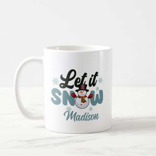 Cute Snowman laat het sneeuwen op maat Koffiemok (Links)