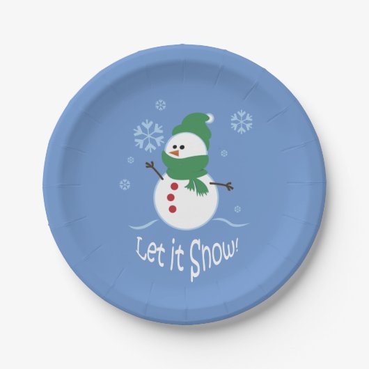 Cute Snowman laat het sneeuwen Papieren Bordje (Voorkant)
