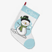 Cute Snowman Large Kerstmis Stocking Grote Kerstsok (Voorkant (Hangend))
