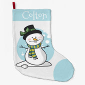Cute Snowman Large Kerstmis Stocking Grote Kerstsok (Voorkant)