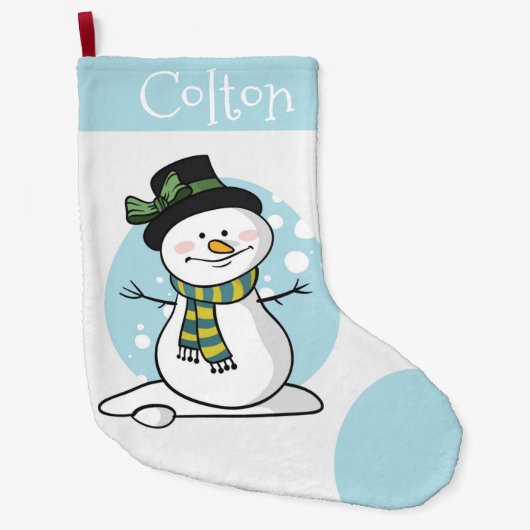 Cute Snowman Large Kerstmis Stocking Grote Kerstsok (Voorkant)