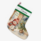 Cute Snowman Large Kerstmis Stocking Grote Kerstsok (Voorkant (Hangend))