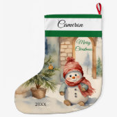 Cute Snowman Large Kerstmis Stocking Grote Kerstsok (Achterkant)