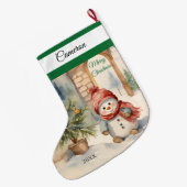 Cute Snowman Large Kerstmis Stocking Grote Kerstsok (Achterkant (Hangend))