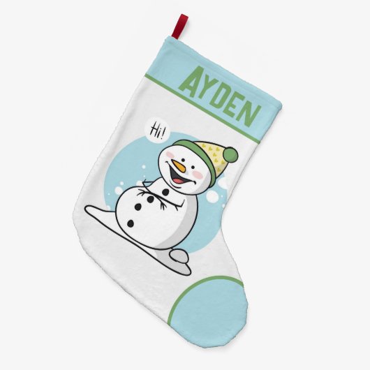 Cute Snowman Large Kerstmis Stocking Grote Kerstsok (Voorkant (Hangend))