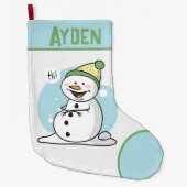 Cute Snowman Large Kerstmis Stocking Grote Kerstsok (Voorkant)
