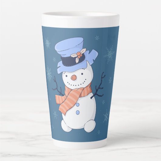 Cute Snowman Latte Mok (Voorkant)