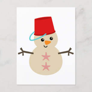 Cute Snowman Made with Pail for Pet Feestdagenkaart