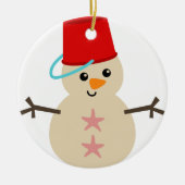 Cute Snowman Made with Pail for Pet Keramisch Ornament (Voorkant)